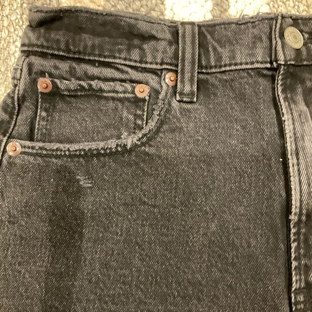NWT Abercrombie & Fitch Distressed Mini Short Fringe Zip Fly Black Size 27 - Picture 3 of 16